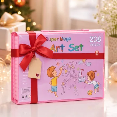208 Pcs Art Set with Storage Case, Drawing Stationery for Kids and Beginners, Colored Pencils Crayons Markers Watercolor Kit