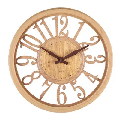 12 Inch Classic Antique Hollow Hand Crafted European Simple Design Wooden Wall Clock