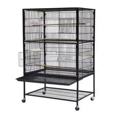 Large Solid Wrought Iron Bird Cage for Canary Parakeet Cockatiel Lovebird Finch Sugar Glider with Removable Stand Box