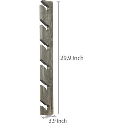 Wood Gray Wall-mounted 6-slot Baseball Cap Display Stand Hat Rack