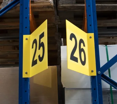 High Visibility Warehouse Aisle Markers Double-Sided Alphabet Number /stop Signs for Logistics Racking and Inventory Control