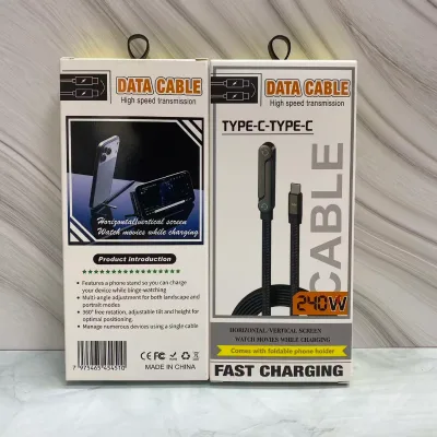 2 in 1 Universal USB Charging Cable with Phone Stand & Foldable Holder Eco-Friendly Silicone Material Tinned Copper Conductor