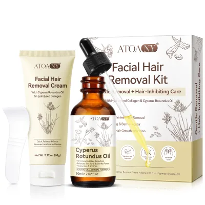 ATOANY Private Label Body Depilatory Facial Hair Removal Cream Kit with Cyperus Rotundus Oil for Gentle Hair Growth Inhibition
