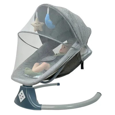 Newborn Electric Baby Cradle Rocking Chair Swing with Plastic Sleeping Basket & Music Feature Infant Comfort Bouncer & Jumper
