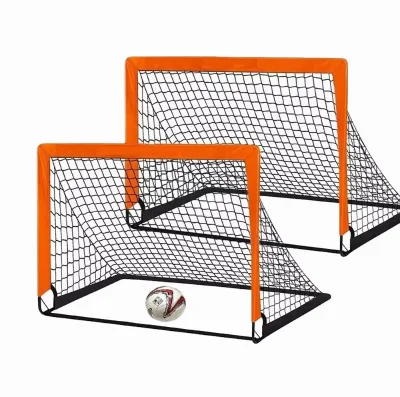 4' X 3' Portable Adjustable Kid Soccer Goals-Pop Design TD Net Glass Fiber Backyard Outdoor Football Use 2 Pack Orange Model