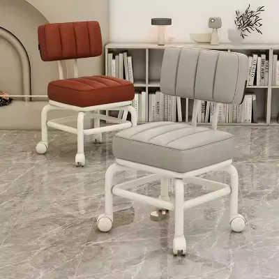 Modern Universal Wheel Mobile Wheeled Stool Household Pulley Low Stool Living Room Shoe Changing Stool Backrest Children's Chair