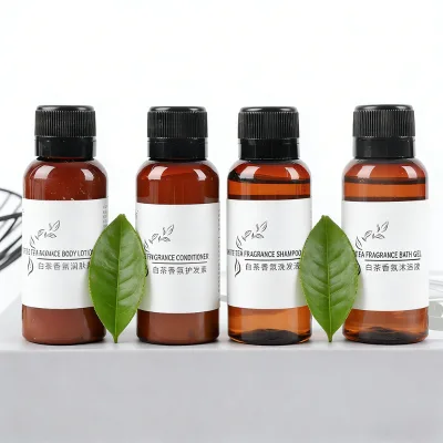 Wholesale Eco-Friendly Luxury 30ml White Tea Moisturizer Shower Gel Shampoo Set Lightweight JUNTU Brand for Hotels Guesthouses