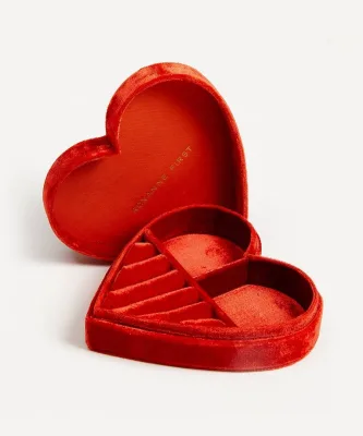 Heart Shaped Red Necklace/Chunky Jewelry Organizer Case Paper Cardboard Velvet Jewelry Boxes