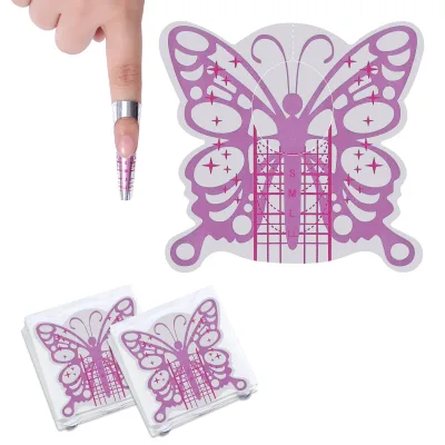 Stiletto Paper Nail Forms Acrylic Butterfly Nail Extension Form Stickers for Powder Application Nail Molds Tips