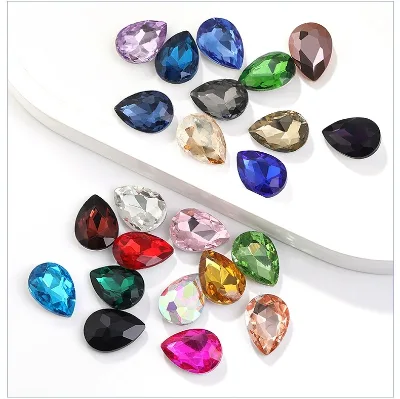 Hot Sale Colorful Teardrop Stone Pear Shape Crystal Glass Rhinestone for Cloth