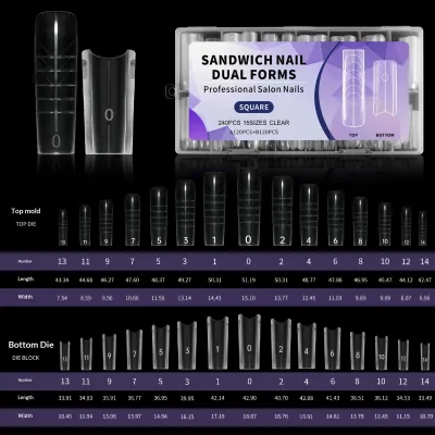 Cross-border Double-layer Extended butterfly Transparent Nail Form Box Armor-style Paper Tray-free Reusable 240-piece Nail Form