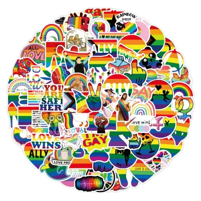 Wholesale Waterproof PVC Sticker 50pcs/bag Gay Pride Body Tattoo Stickers Love Gradient Face Pride Colorful for Promotional Gift