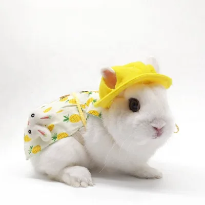 Rabbit Bunny Harness and Leash Set Adjustable Outfit Dress Walking Vest Spring Print Polyester Pets Clothes