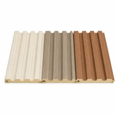 Oak Wood Fluted WPC Wall Panel Wood Slat Veneer Wall Panels Waterproof Soundproof Interior Wall Cladding for Hotel Home Office