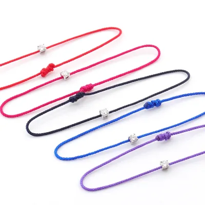 0.17ct Real Lab Diamond Bracelet Classic String Bracelet in 18k White Gold Handmade and Adjustable Available in Different Colors
