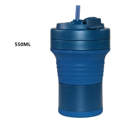 Eco-Friendly Reusable 550ml Travel Mugs Collapsible Silicone Coffee Cups