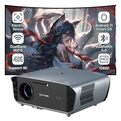 A9R Projecteur 4K Video Projector 1850ANSI Connection Built-In Stereo Speaker Short Throw Android 11/12 Business