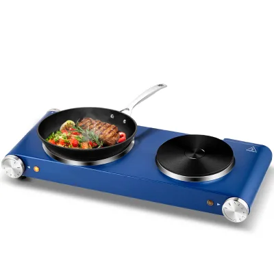 Preferred Kitchen CE Electric Hot Plate Coffee Stove Solid Coil 2 Burners 2500W Adjustable Temperature App-Controlled Portable
