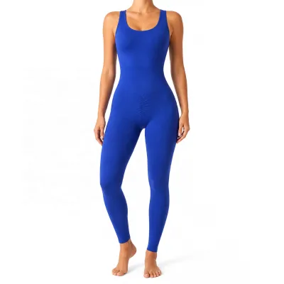 OEM One Piece Yoga Bodysuit Women Seamless High Waisted Scrunch Butt Lift Tummy Control Open Back Unitard Quick Dry Breathable
