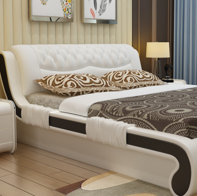 Modern Design Genuine Leather King Size Massage Bedroom Set
