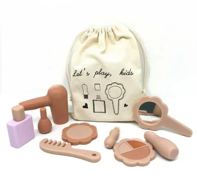 Silicone Toy Beauty Set, Makeup Toy Set for Girl, Pretend Silicone Beauty Salon Toys Kit for Kid Children Princess