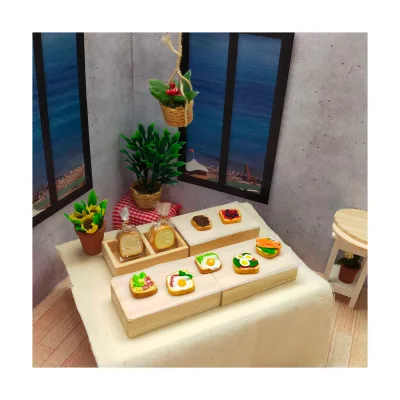 New Arrival Miniature Dollhouse 1:12 Delicious Toast with Egg Salmon Berries Lovely Food