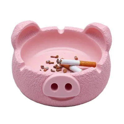 Custom Pink Pig Shaped Resin Ashtray Ceramic Tray Low MOQ for Smoking Ashes