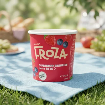 Sustainable 100% Compostable Plastic Free Kraft Paper Ice Cream Cups Eco Friendly Disposable Biodegradable Dessert Bowls