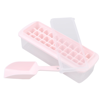 Ice Cube Tray Storage Box With Spill Resistant Lid, Ice Scoop - 12  33 77 Ice Cubes