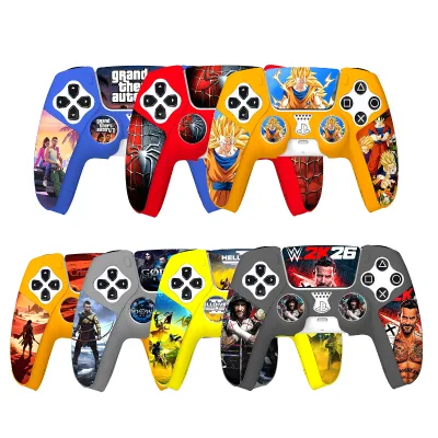 For Game Controller Case DIY Pattern Silicone Gel Protective Sleeve Gaming-Themed