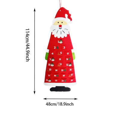 Felt Advent Calendar Fabric Christmas Hanging Pendant Santa Claus Ornaments DIY Advent Calendar Christmas Decoration for Home