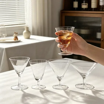 Martini Glasses Handmade Shot Glass with Short Stem Eco-friendly Drinkware for Martinis Mixing for Parties