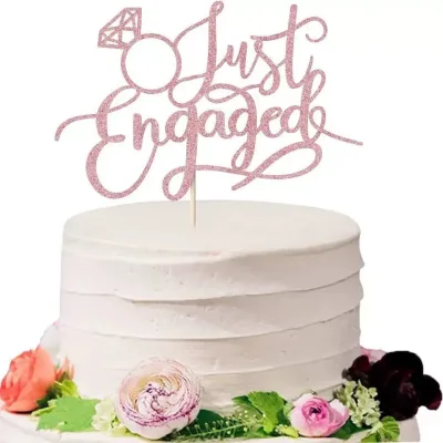Engaged Wedding & Engagement Party Die-Cut Paper Letter Shape Cake Topper with Insert Decoration