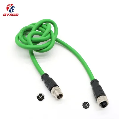 High Flex Drag Chain Cable Cat6A M12 8pin X-code to RJ45 Cordset for Port Automation New Energy TSN Real-Time Communication
