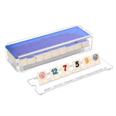 Lucite Rummy Game Tiles Set Acrylic Cube Rack Travel Game Tiles Board Rummy Game