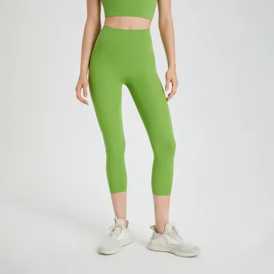 Four-Way Stretch Spandex Tight Sport Gym Capri Pants No Front Seam High Waist Fitness Yoga Pants for Women