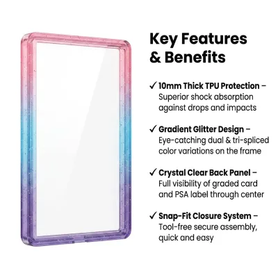 Factory Bulk Card Sleeves Compatible Graded Slab Bumper Guard with Mixed Color Glitter TPU Protector Frame