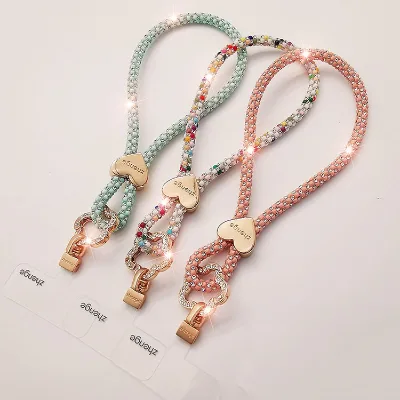 Custom Scrunchie Phone Wrist Strap With Cute Charm Keychain Fashion Mobile Phone Lanyard for Women