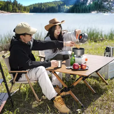 Modern Portable High Quality Carbon Steel Folding Table Outdoor Camping Table Square Metal Outdoor Furniture Folding Chair