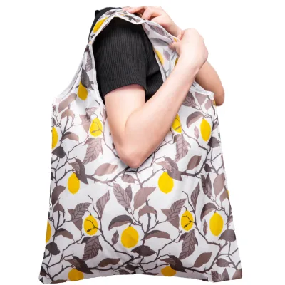 Eco-friendly Reusable Foldable PET Grocery Bags Long Handle Folding Design Customized Pattern Shoulder Closure OEM Brand