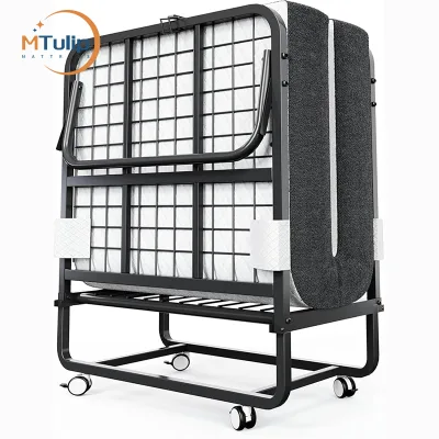 High Quality Steel Pipe Skeleton Load-bearing ultra Quiet Hinge Metal Folding Bed Frame Memory Foam Mattress Modern Folding Bed