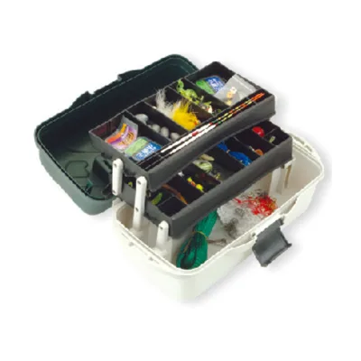 Waterproof Multi-Layer PP Fishing Tackle Box Portable Handle Lure Case Dark Green Orange for Fishing Gear Storage