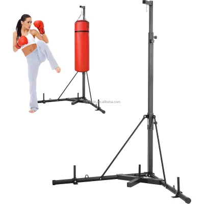 Freestanding Boxing Punching Stand with Weighted Base, Holds up to 400 Lbs, Sandbag Rack for Home Gym Fitness, Adjustable Height