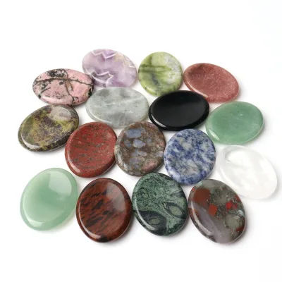 Wholesale natural mixed crystal quartz oval shaped worry stone for relax