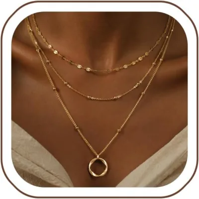 Hot Sale Adjustable Size Layered Gold Necklaces for Women Pendant Set Less Tangling,Pretty Gift Jewelry