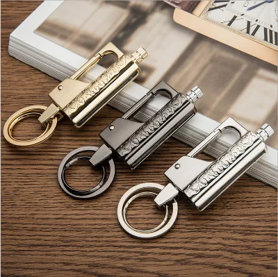 Multi-functional Metal Oil Lighter with Fire Starter Custom Portable Keychain for Business Gifts
