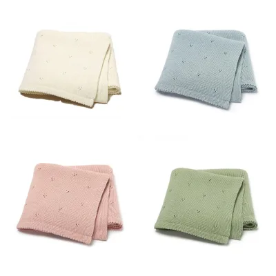 KAIYUE Whole Sale 100% Cotton Eco-Friendly Customizable Air-permeable Newborn Infant Receiving Blanket Knitted Swaddle Bedding