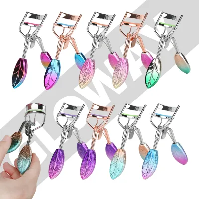 Eye-Opening and Defining Eyelash Curler Portable Lash Curler for Natural or False Lashes With Leaf-Shaped Electroplated Handle