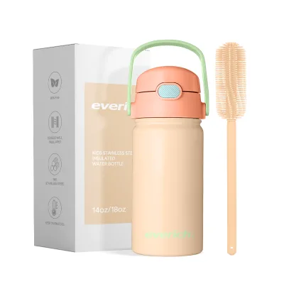 Everich Eco-Friendly Kids Thermos - Leakproof Bear Design Bottle with Easy-Sip Silicone Mouthpiece