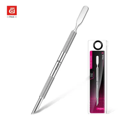 Professional Stainless Steel Cuticle Pusher with Knurled Grip Double Ended Dead Skin Scraper for Manicure Pedicure